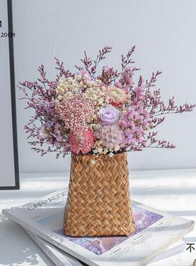 高级干花真花花束diy材料永生花芦苇高端客厅摆设装饰ins风摆件