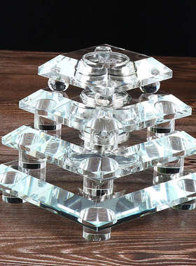 宝箧印陀罗尼塔舍利塔摆件 水晶底座托 桌面工艺品小号摆件无灯光