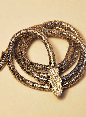 外贸项饰欧美蛇形腰链合金镶钻蛇形项链速卖通锁骨链饰品批发