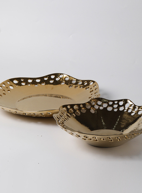 新中式现代轻奢陶瓷水果盘摆件样板房餐厅售楼处酒店客厅托盘装饰