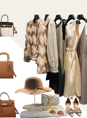 罗家香槟色系样板房衣帽间衣服衣柜包包女鞋软装饰品摆件轻奢现代