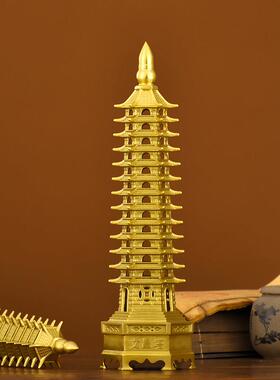文昌塔纯黄铜13层十三层摆件9层九层书房文昌笔挂件工艺品礼品