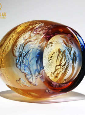 装饰品笔筒礼品龙庆典活动公司摆件工艺品办公桌开业办公室琉璃