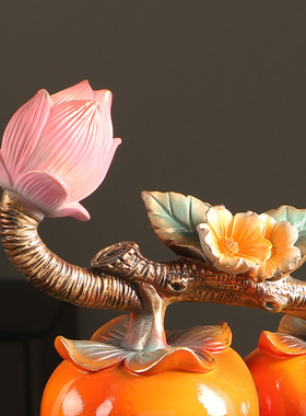 好事连连中式摆件柿子客厅玄关酒柜家居装饰乔迁新居礼品柿柿如意