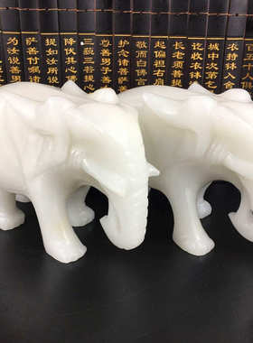 开业送礼 阿富汗白玉大象摆件批发 商务办公室客厅白玉大象摆饰