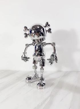 现代简约电镀银色枪色公仔潮玩摆件 样板房室内软装装饰陈设