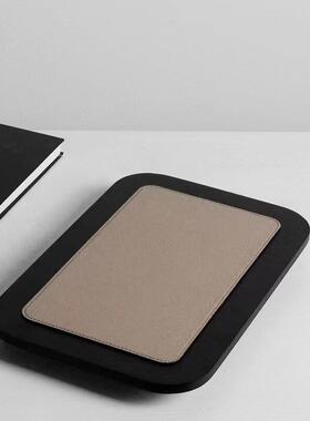 简约现代咖色灰色皮革木质几何托盘样板房酒店装饰盘摆件餐厅软装