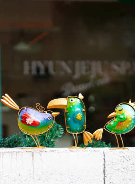 现货彩色金属玻璃工艺品小鸟摆件户外庭院花园装饰品节日礼品