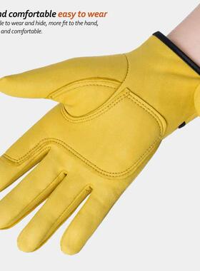 Men Work Gloves Soft Cowhide Driver Hunting Driving Farm Gar