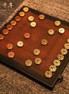 唐腾铜艺黄铜中国象棋实心纯铜工艺品摆件全套象棋商务礼品送长辈