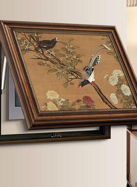 法式中国风客厅花鸟电表箱装饰画中古风走廊玄关电源盒复古挂画