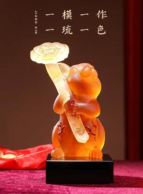 礼之源琉璃如意兔摆件兔年生肖吉祥物家居客厅酒柜装饰品新年礼物
