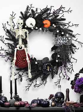 万圣节花环万圣节装饰品挂件家居装饰门饰鬼节骷颅骨门挂新款