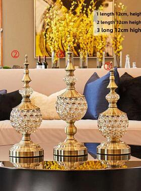 欧式玻璃金属糖果盘储罐现代创意样板房装饰家居装饰时尚软装