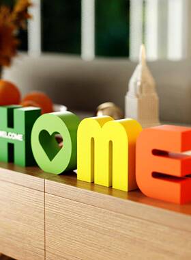 艺术摆件1028字母HOME创意文艺欢迎装饰简约客厅现代桌面入户摆台