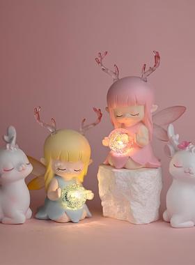 可爱小鹿女孩少女心小夜灯房间装饰品卧室摆件治愈系礼物女生