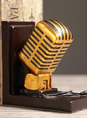 高档欧美创意麦克风书书靠卧室式办公室书房书架挡书立摆件工礼艺