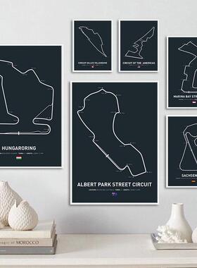 Formula 1 Race Track F1 Car Racing Gift Wall Art Painting N