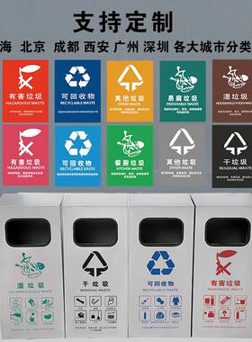 垃圾分类垃圾桶办公室商用公共场合大号带盖不锈钢多色学校幼儿园