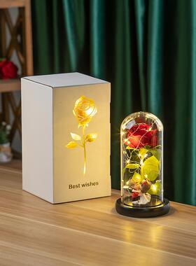采购产品保存花丝绒玫瑰玻璃盖为圣诞节和情人节，夜灯装饰女友，
