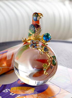 新款圣式朗伦轻奢珐琅彩摆件水晶玻璃球新业电视柜办公室中饰品开