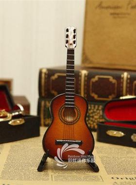 可刻字迷你吉他模型木制乐器模型摆件车摆车挂饰送朋友创意礼物