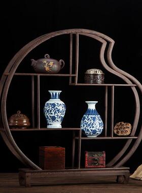 鸡翅木小博古架茶壶摆件架子红木中式多宝阁实木工艺品展示带抽屉
