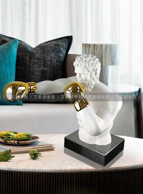 抽5303象人物雕塑件酒店拳样板间厅玄关电视柜软装饰品客欧式击摆