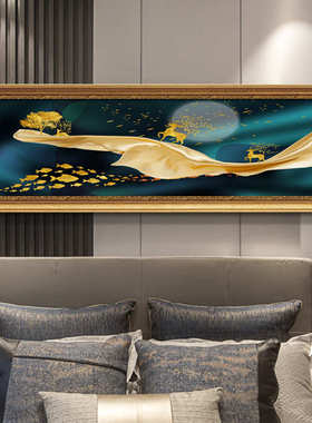 欧式床头卧室装饰画墙画客厅房间挂画大气轻奢沙发背景墙壁画麋鹿