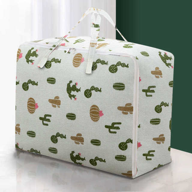 Quilt storage bag cotton linen zipper moving luggage bag thickened extra-large clothing finishing large capacity dustproof