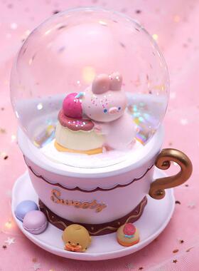 koni pig宅宅可爱小猪水晶球音乐盒创意杯子造型八音盒装饰摆件
