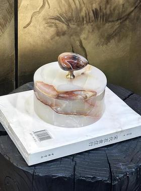 天然大理石玉石摆饰样板房样品屋展示中心客厅柜体装饰柜轻奢高档