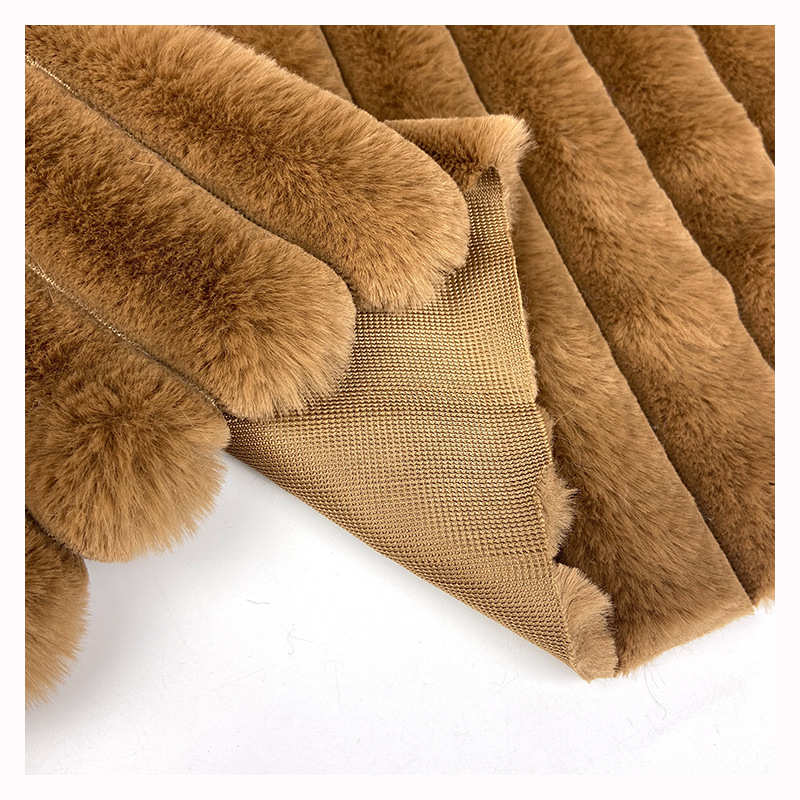 现货3.5CM兔毛抽条 竖条兔毛剪沟坑条绒布 家纺抱枕服装鞋材面料 - 图2