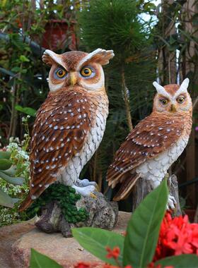 花园摆件猫物头鹰动雕tb-65120树脂模型庭院阳台装饰工客厅落地塑