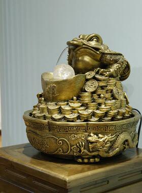 金蟾招财流水摆件三足蟾蜍开 业礼品聚宝风水金蝉店铺收银柜台装