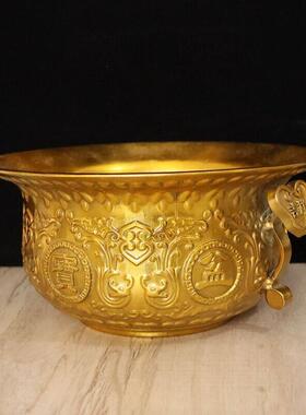 全铜如意聚宝盆家居客厅装饰品摆件开业工艺品玄关铜香炉中式送礼