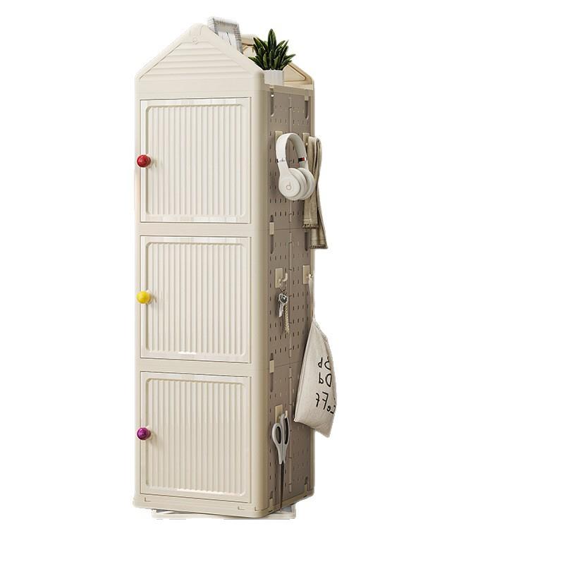 Household gap storage rack cream style gap storage cabinet student study floor hole board rotating bookshelf