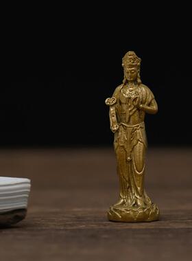 简修行迷你文殊普贤佛像普贤菩萨摆件黄铜像雕像随身佛精致本命佛