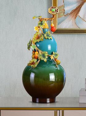 珐彩家居装XC-00248饰葫新中式福禄万代陶瓷芦琅客厅电视挂装饰件