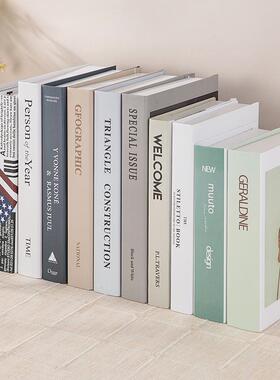 摆设北欧客厅仿真装饰酒柜简约道具书装饰品ins书风格书架现代假