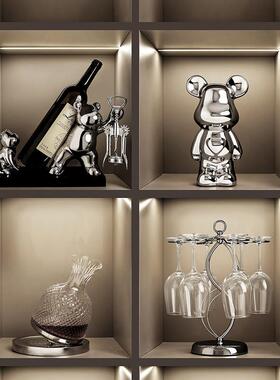 轻奢高档暴力熊酒柜装饰品摆件客厅电视柜玻璃展示柜陶瓷工艺品