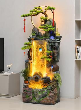 中式假山流水喷泉摆件客厅招财风水轮循环水生财加湿器高山水景观