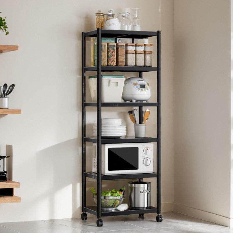 碳钢带轮置物架落地多层微波炉烤箱收纳夹缝架子家用储物货架锅架,淘宝优惠券,粉丝福利购,淘宝优惠卷