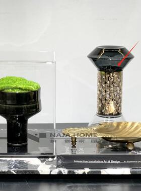 现代简约托盘搭配组合工艺品售楼处飘窗茶几感样板间摆件