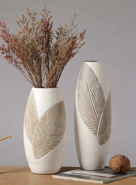 中式复古树脂落地大花瓶摆件轻奢高档现代客厅插花电视柜旁装饰品