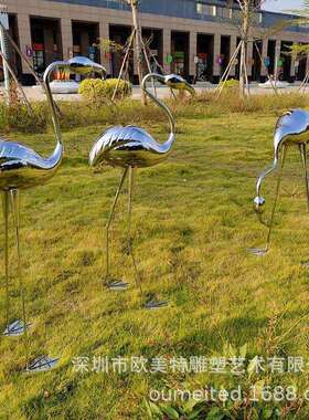 广东不锈钢火惠阳公不司池锈钢火烈鸟现雕货塑装饰品房地产水动物