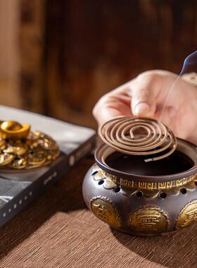 聚宝盆板香炉陶瓷沉香佛像沉香木架线香插入创意家居室内香薰燃烧