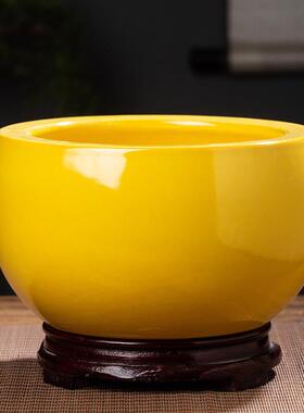 景德镇陶瓷纯白色生财进聚宝盆摆件玄关博古架小号招财聚财风水缸