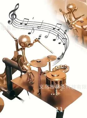 手工金属鼓手风车独特设计动态艺术装饰雕塑户外花园庭院装饰