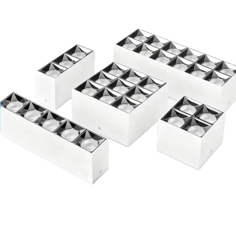 Surface-mounted spotlights, anti-glare bold lamps, no main light, living room lighting, LED grille lights, ceiling-mounted bedroom square downlights